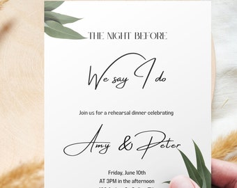 Rehearsal dinner invitation | rehearsal dinner invitation template | wedding rehearsal | eucalyptus wedding invite | Instant download