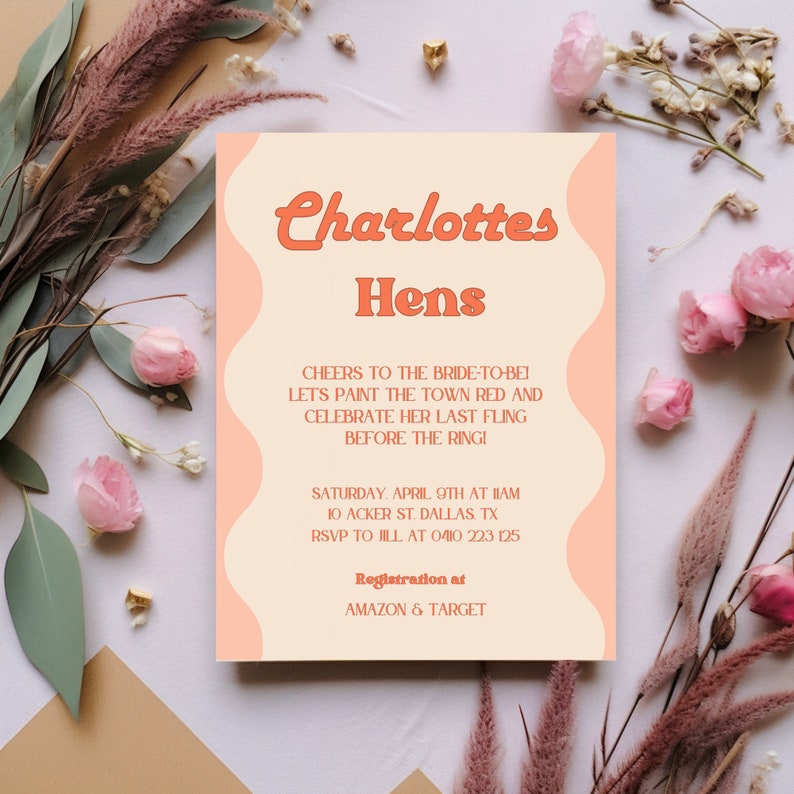 Hens Night Invite Editable Last Fling Party Customizable Celebration