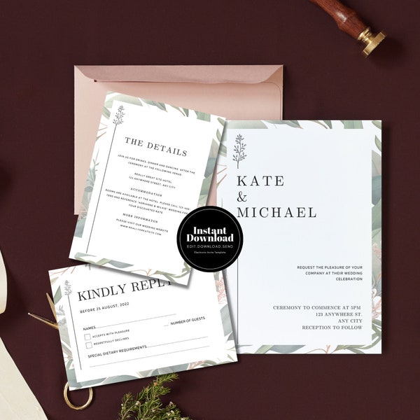 Canva save the date template digital editable wedding announcement