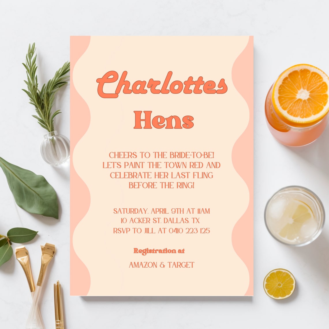 Hens Night Invite Editable Last Fling Party Customizable Celebration