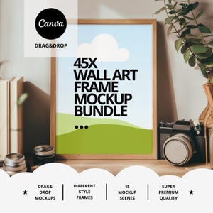 45x Wall Art Frame Mockup Bundle | Canva Drag&Drop | Poster Frame Mockup Bundle Canva Drag and Drop Mockup Template | PNG SVG Jpeg Mockups
