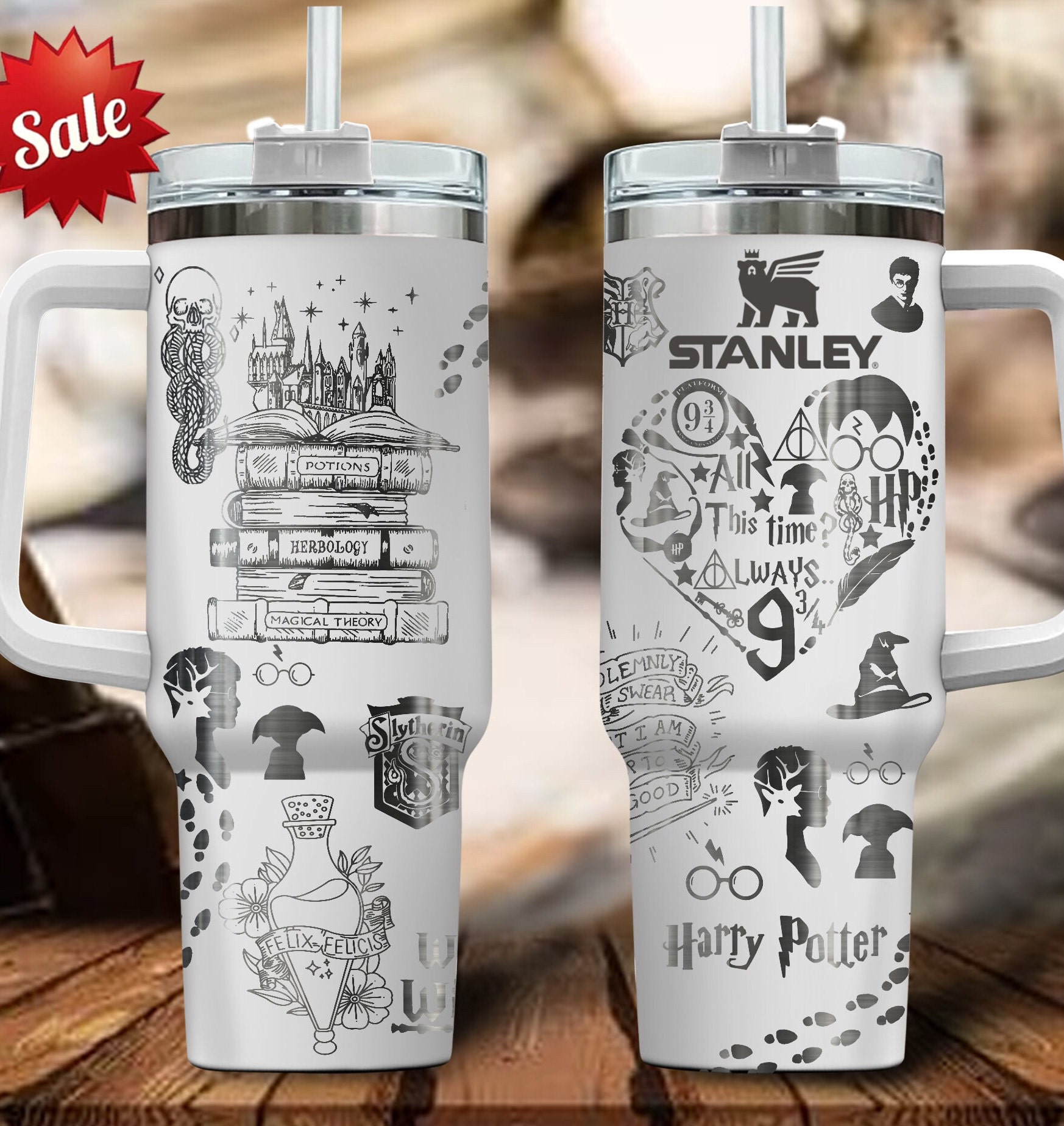 Wizard Life 40oz Laser Engraved Tumbler With Handle, Insulated Hot & Cold  Tumbler Travel Mug With Lid and Straw 