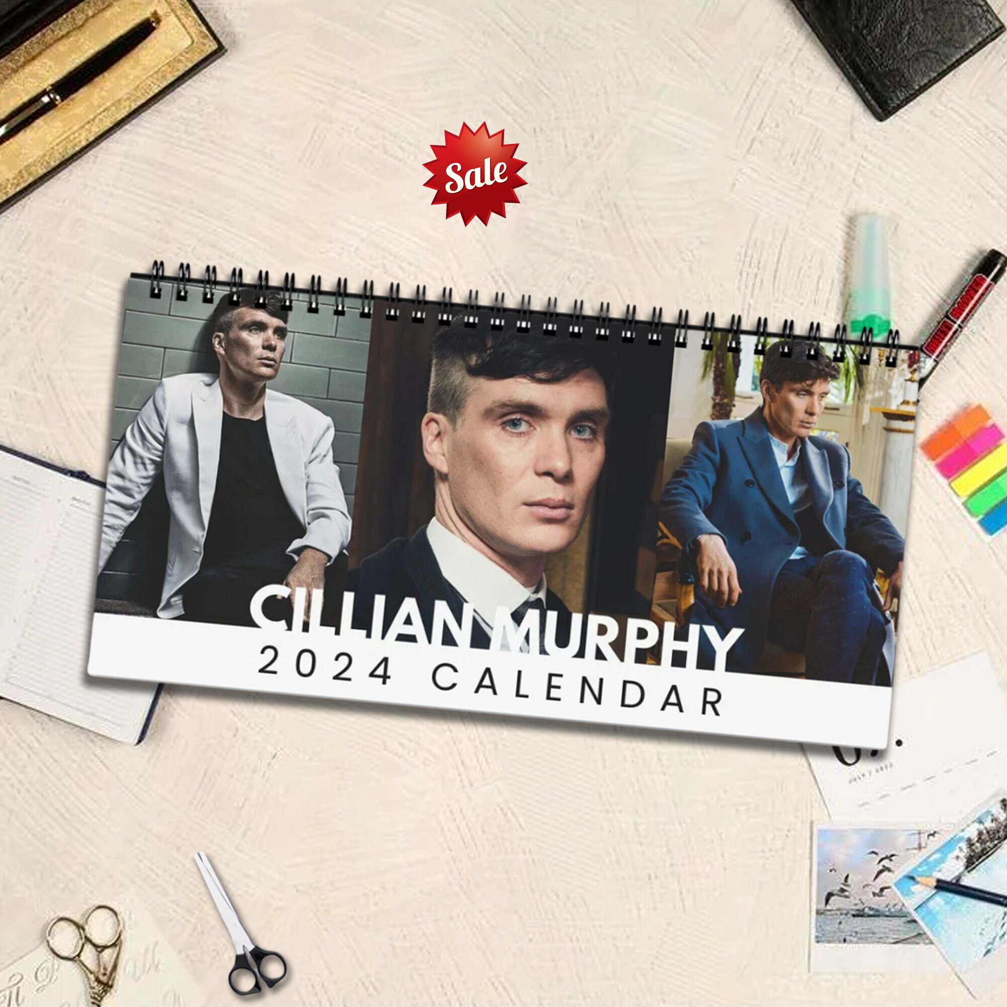 2024 Cillian Murphy Desk Calendar, Oppenheimer, Peaky Blinders Wall Calendar sold by Leftover