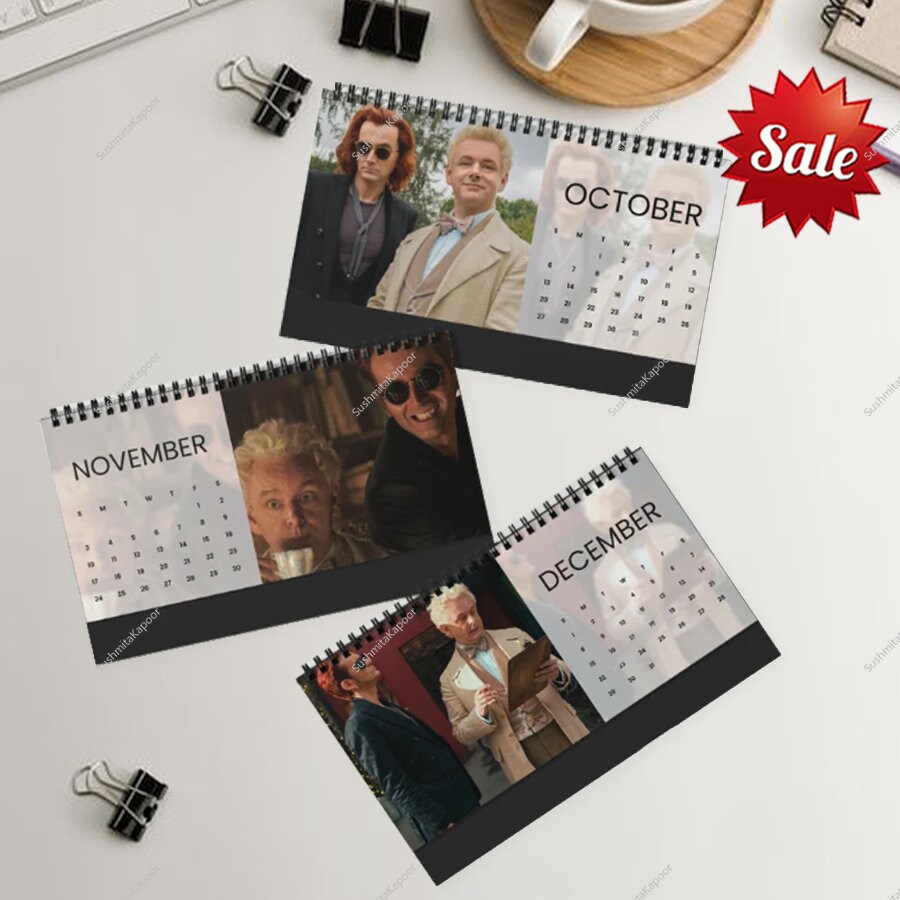 2024 David Tennant Michael Sheen Desk Calendar, Good Omens Calendar
