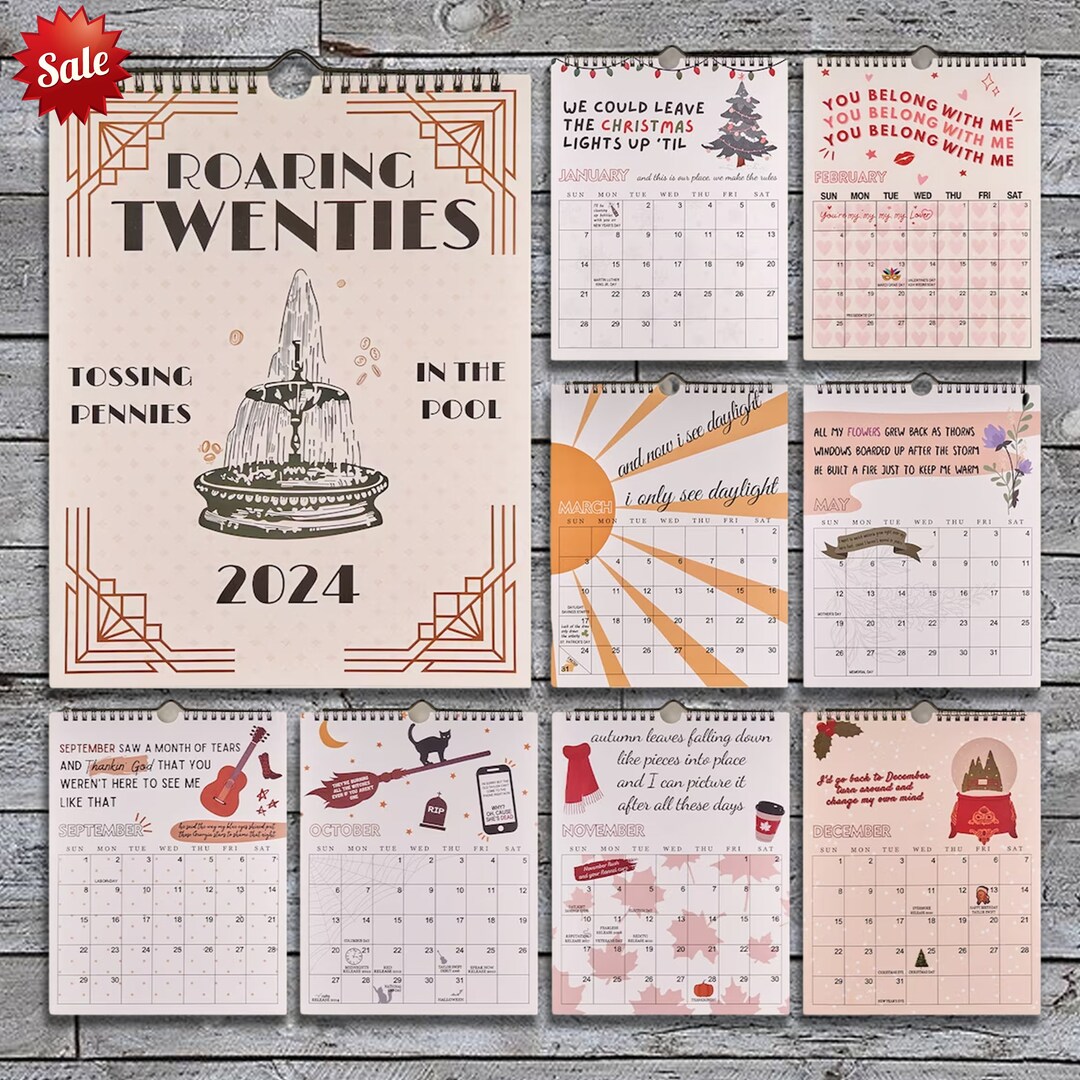 2024 Taylor Wall Calendar, Roaring Twenties Eras Tour Inspired Desk