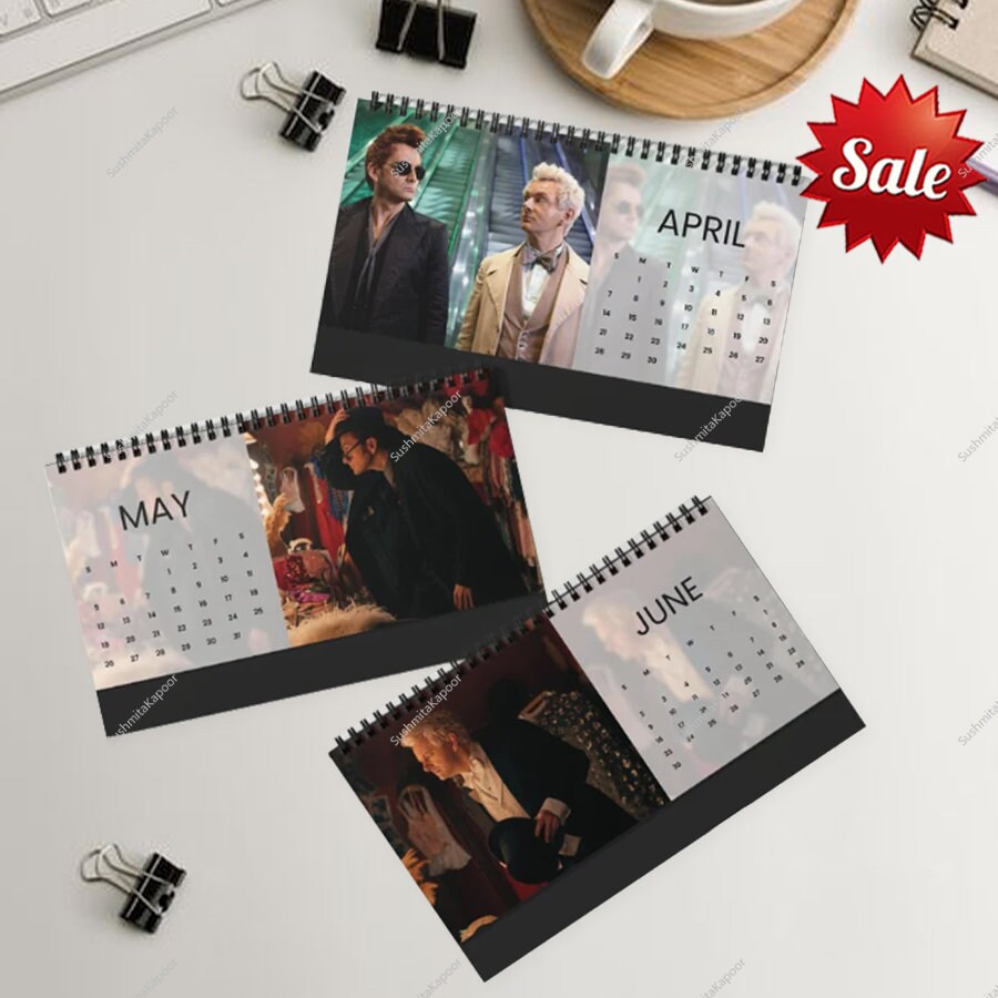 2024 David Tennant Michael Sheen Desk Calendar, Good Omens Calendar