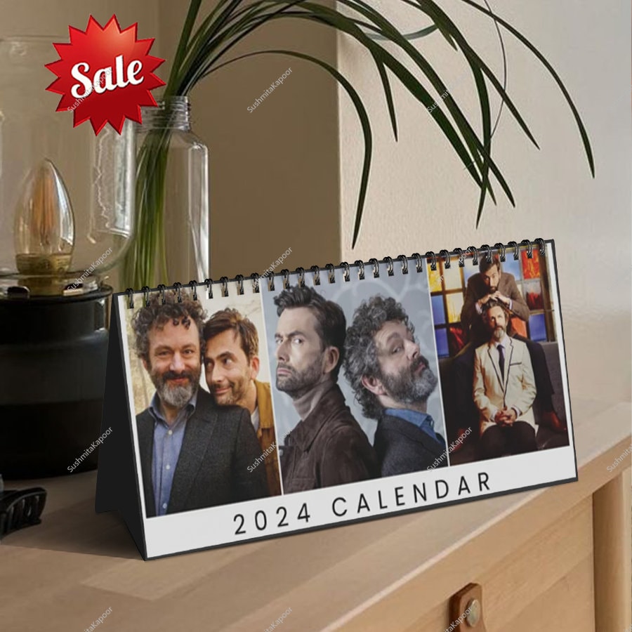 2024 David Tennant Michael Sheen Desk Calendar, Good Omens Calendar