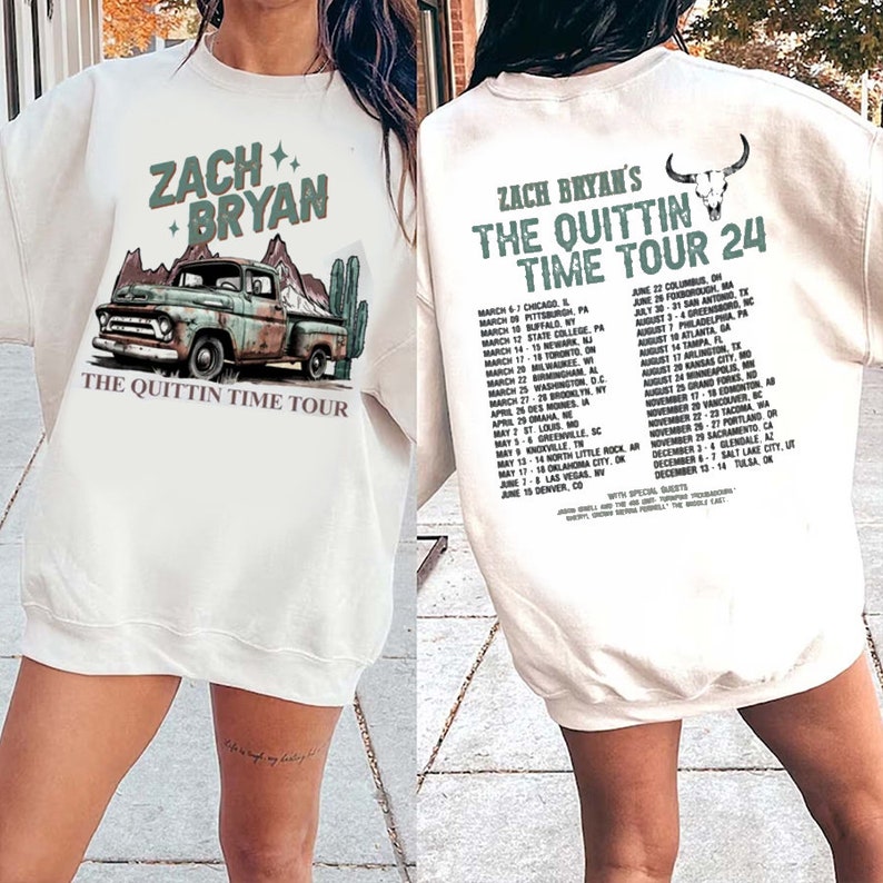 The Quittin Time Tour 2024 Vintage Shirt, Zach Bryan 2 Side Shirt, Zach