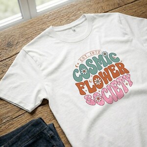 T-Shirt Cosmic Flower Society Retro Groovy 1970s Style Graphic Design image 8
