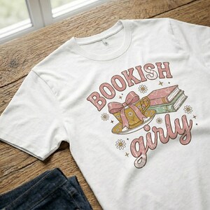 T-Shirt with Vintage Bookish Design and Teacup image 8
