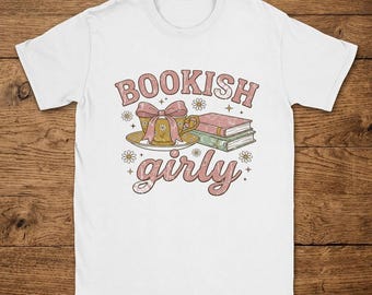 T-Shirt with Vintage Bookish Design and Teacup