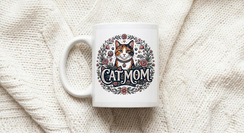 Mug Cat Mom Aesthetic Design Motif for Cat Lovers image 1