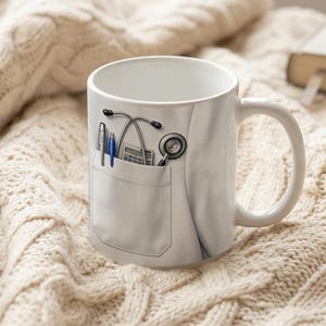 Mug Coffee Cup Doctor Lab Coat Motif Stethoscope Detail image 6