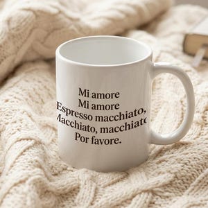 Mug with text Mi love Macchiato por favore white ceramic image 3