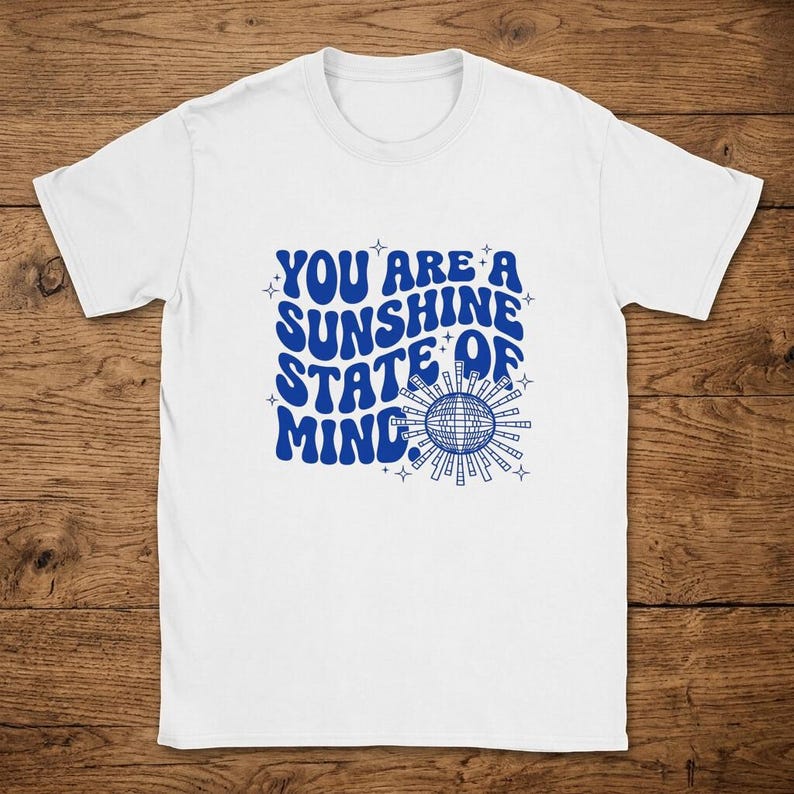 T-Shirt You Are A Sunshine State Of Mind Retro Blue Wavy image 1