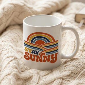 Mug Stay Sunny Vintage 70s Style Retro Sunset Graphic image 3