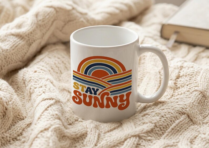 Mug Stay Sunny Vintage 70s Style Retro Sunset Graphic image 3