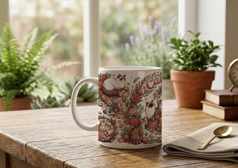Mug Cat Mom Aesthetic Cat Lover Design image 6