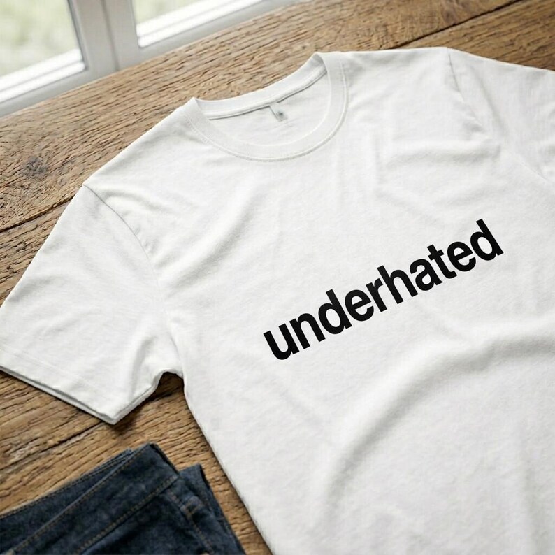 T-shirt with black text underheated on white image 8