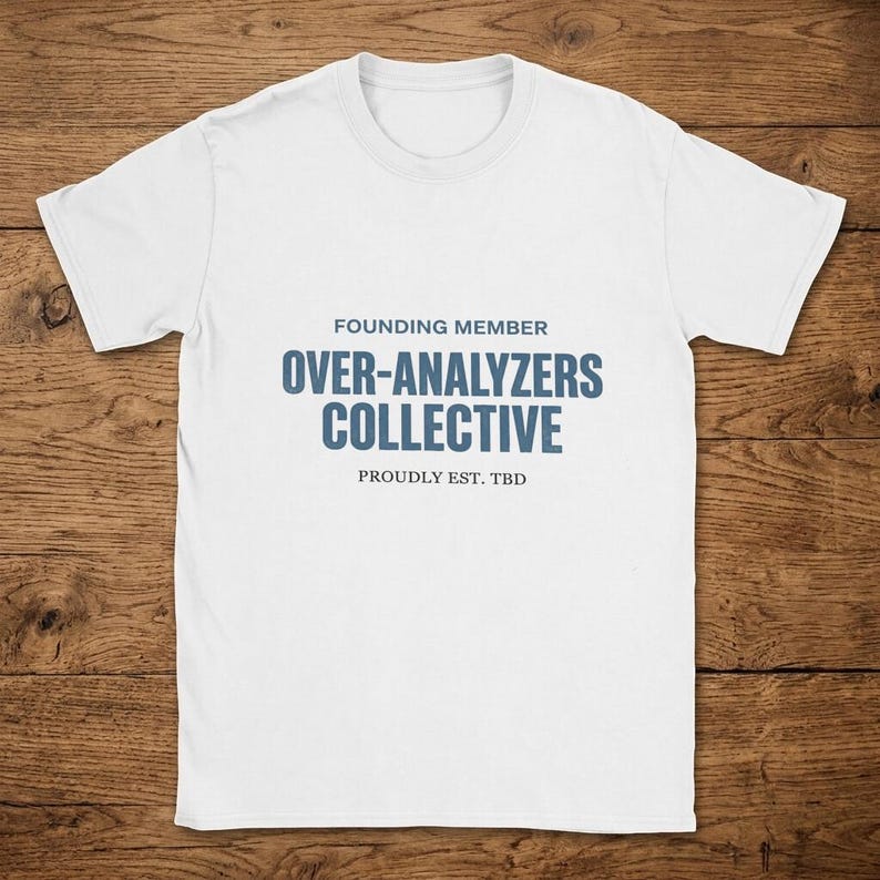T-Shirt Founding Member Over-Analyzers Collective Retro Varsity Badge Design image 1