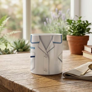 Nurse Scrub Close Up Mug Healthcare Uniform Detail Medical Theme Ceramic Cup image 4