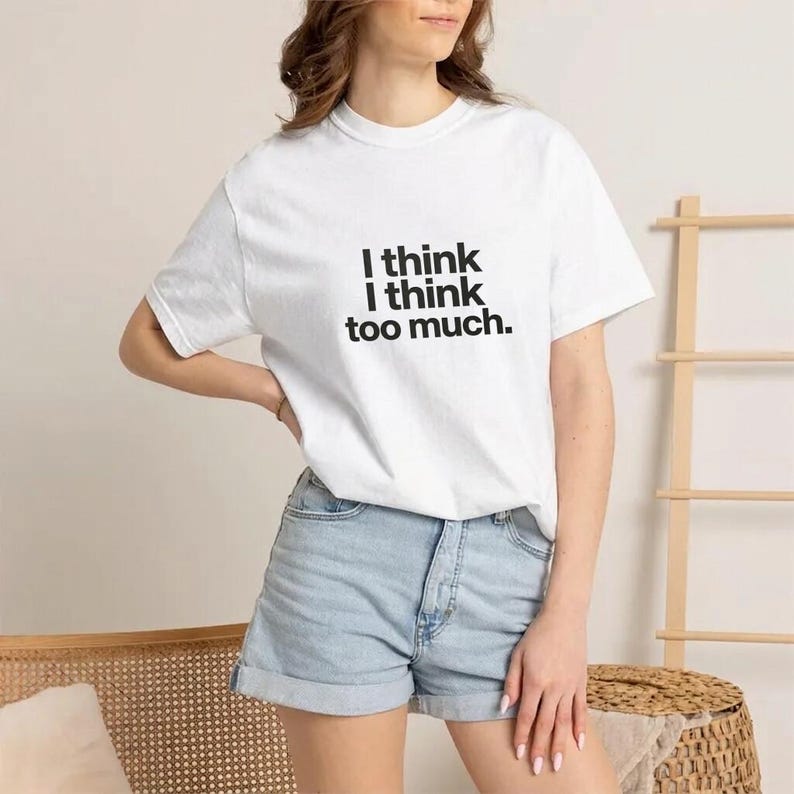 Tシャツ「考えすぎだと思う」、ユニセックスコットンシャツ 画像 2