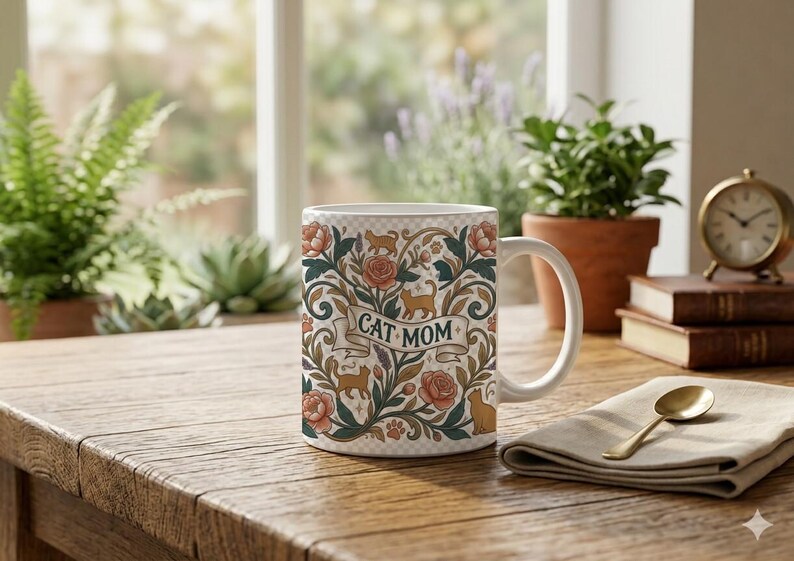 Mug Cat Mom Aesthetic Design image 3