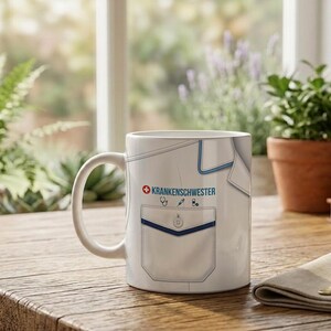 Nurse Scrub Close Up Mug Healthcare Uniform Detail Medical Theme Ceramic Cup image 5