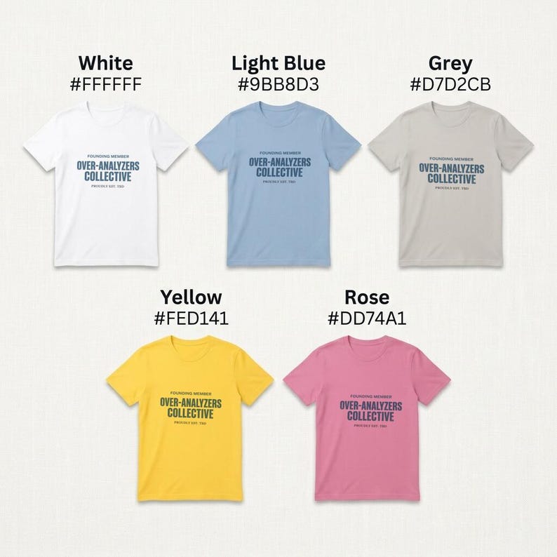 T-Shirt Founding Member Over-Analyzers Collective Retro Varsity Badge Design image 6