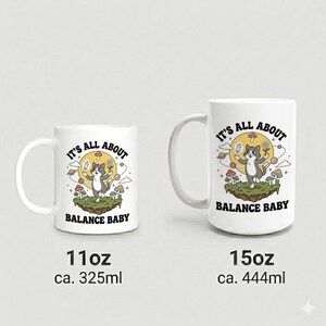 Mug Balance Cat Mushroom Daisy Retro Cartoon image 4