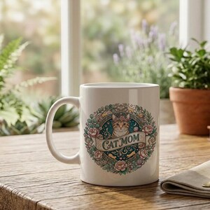 Mug Cat Mom Aesthetic Cat Design image 2