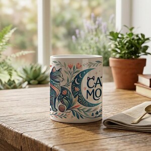 Mug Cat Mom Aesthetic Cat Motif Ceramic Coffee Cup image 6