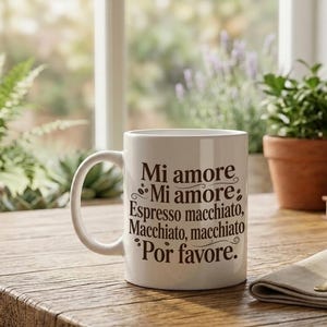 Mug Mi amore Espresso macchiato text white ceramic cup Bild 2