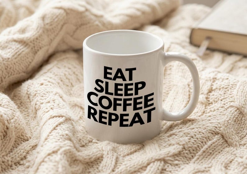Mug Eat Sleep Coffee Repeat white black image 3