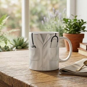 Mug Doctor Coat Close Up Medical Theme White Coat Professional Wear image 2