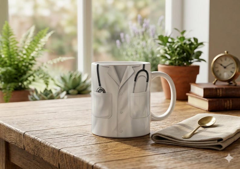 Mug Doctor Coat Close Up Medical Theme White Coat Professional Wear image 2