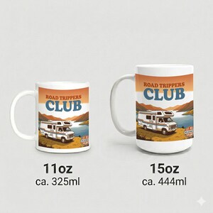 Mug Vintage 70s Camper Road Trippers Club Sunset Mountain Lake image 4