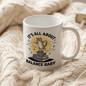 Mug with retro cat motif, text It's All About Balance Baby image 3