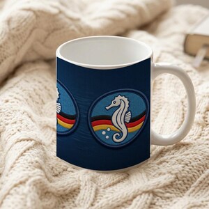 Children's mug with seahorse swimming badge | Nautical motif | Ceramic mug for children | Gift for swimming lessons image 6
