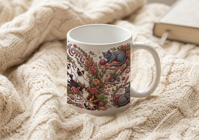 Mug Cat Mom Aesthetic Cat Lover Design image 1