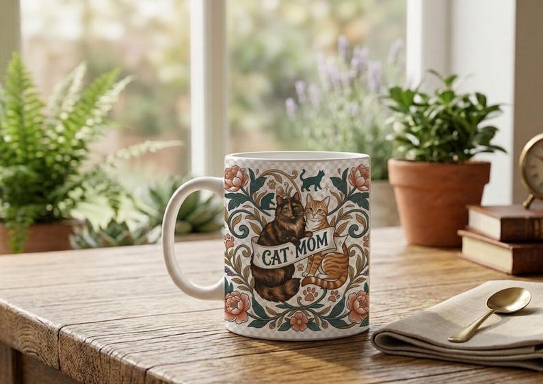 Mug Cat Mom Aesthetic Design image 2