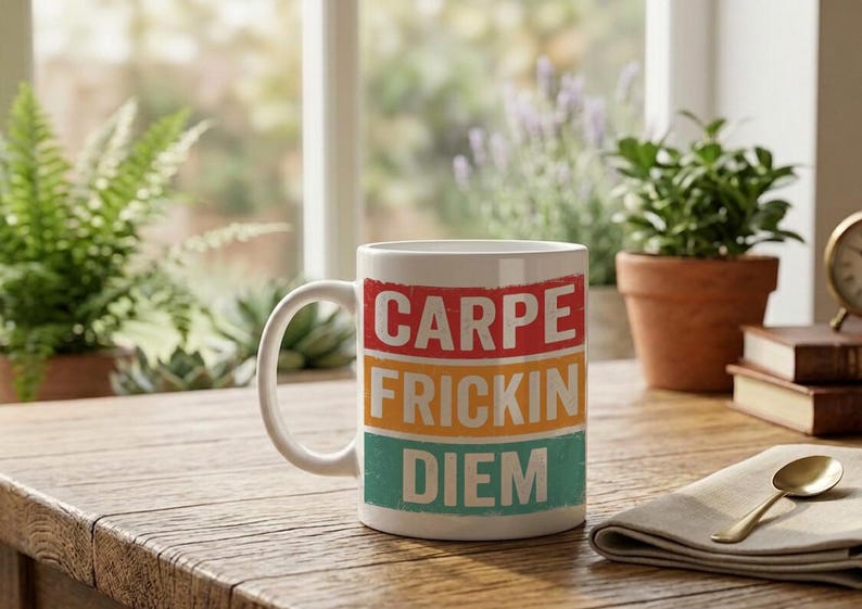 Mug Carpe Frickin Diem Retro Colored Design image 2