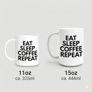 Mug Eat Sleep Coffee Repeat white black image 4