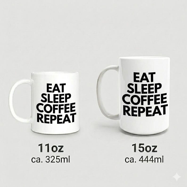 Mug Eat Sleep Coffee Repeat white black image 4