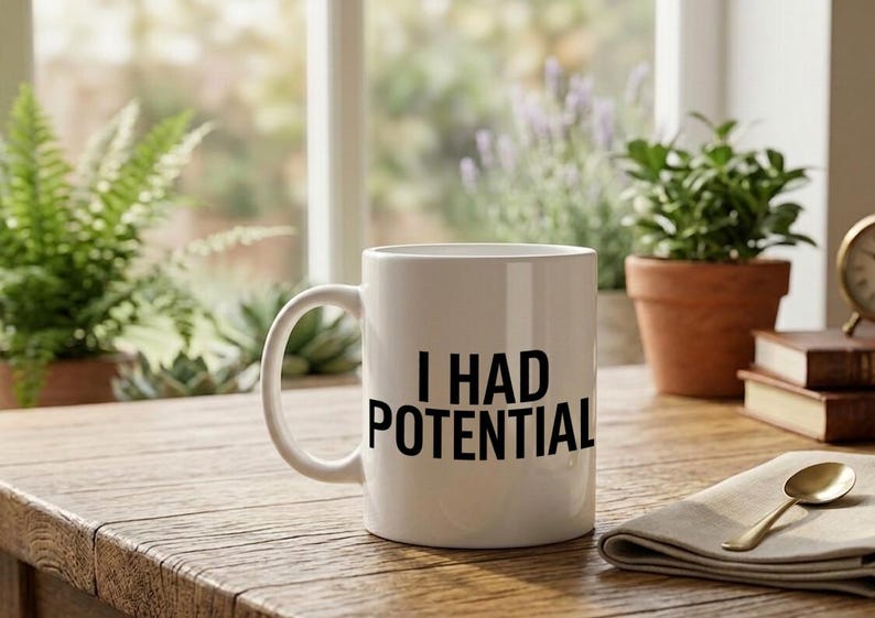 Mug with text print I HAD POTENTIAL image 2