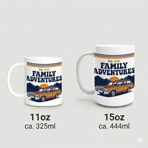 Mug with 1970s Family Adventure Retro Design Station Wagon and Mountains image 4