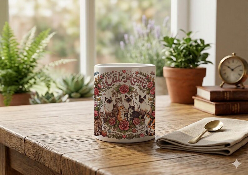 Mug Cat Mom Aesthetic Cat Lover Design image 5