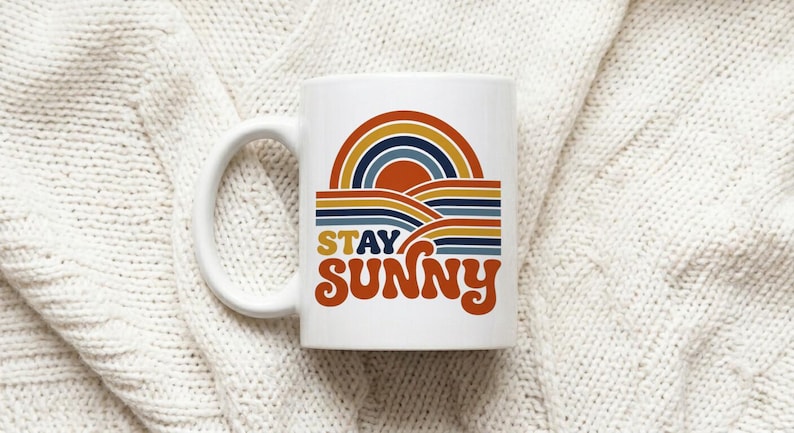 Mug Stay Sunny Vintage 70s Style Retro Sunset Graphic image 1