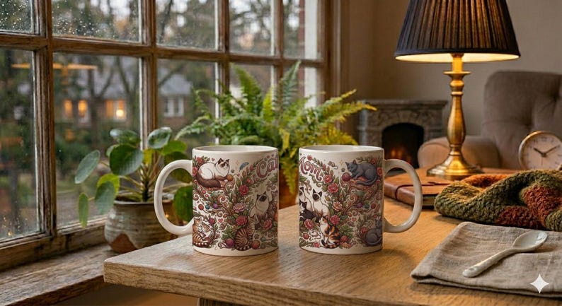 Mug Cat Mom Aesthetic Cat Lover Design image 3