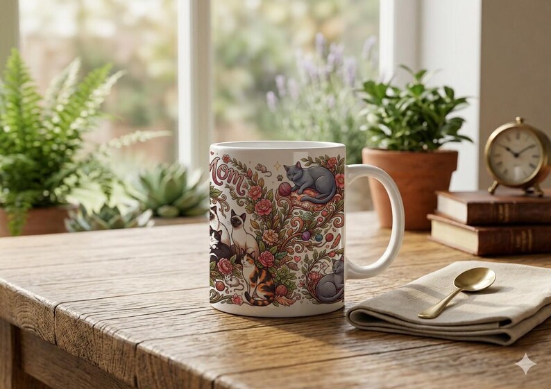 Mug Cat Mom Aesthetic Cat Lover Design image 2